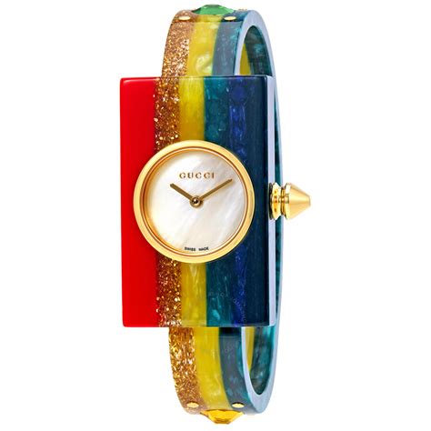 Gucci Plexiglas Ladies Studded Bangle Watch YA143520